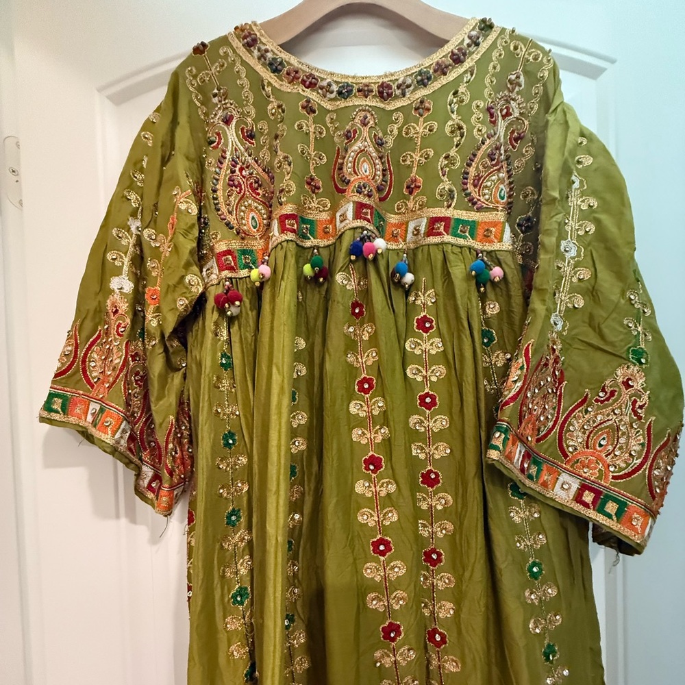 Indian/ Pakistani/ Embroidered Green Anarkali suit /Gown/ Bohemian Dress